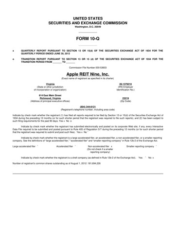 Vorschaubild Apple Hospitality REIT
 10-Q Quartalsbericht 2012 