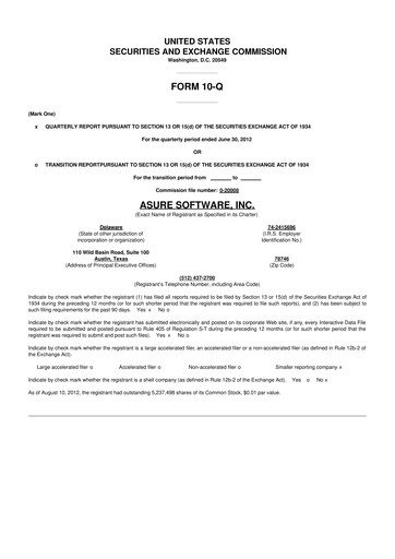 Thumbnail Asure Software
 10-Q Quarterly Report FY 