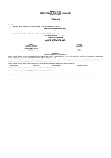 Thumbnail Asure Software
 10-Q Quarterly Report FY 
