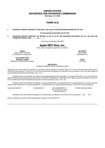 Vorschaubild Apple Hospitality REIT
 10-Q Quartalsbericht 2013 