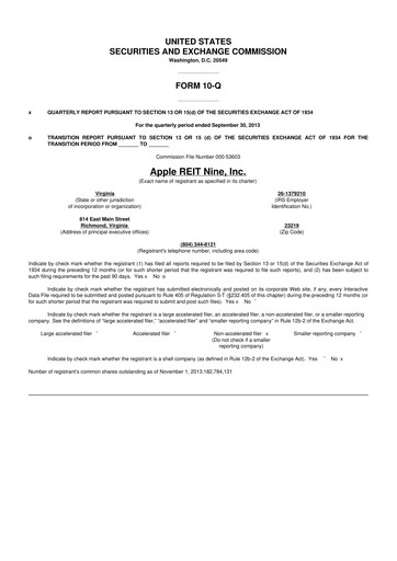 Vorschaubild Apple Hospitality REIT
 10-Q Quartalsbericht 2013 