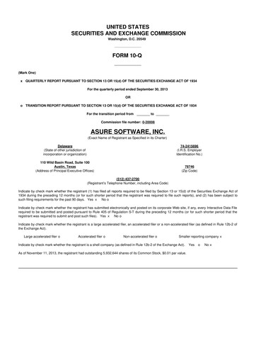 Thumbnail Asure Software
 10-Q Quarterly Report FY 