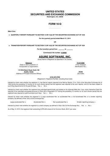 Thumbnail Asure Software
 10-Q Quarterly Report FY 