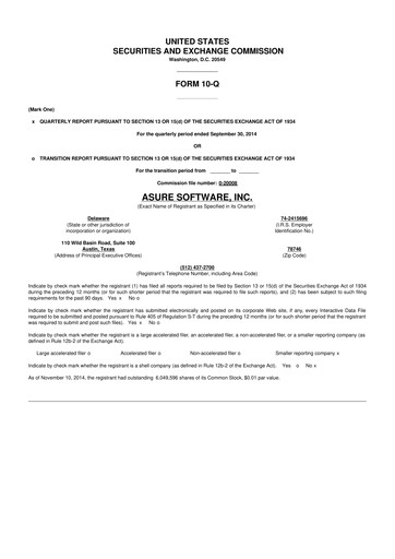 Thumbnail Asure Software
 10-Q Quarterly Report FY 