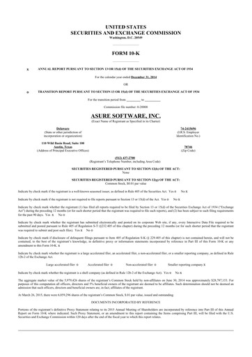 Thumbnail Asure Software
 10-K Annual Report 2014