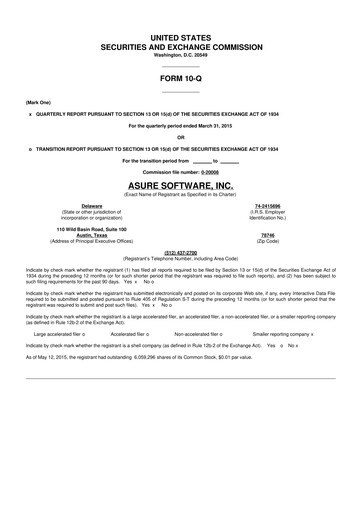 Thumbnail Asure Software
 10-Q Quarterly Report FY 