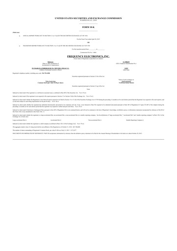 Thumbnail Frequency Electronics 10-K Annual Report 2015