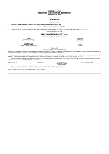 Vorschaubild Apple Hospitality REIT
 10-Q Quartalsbericht 2015 
