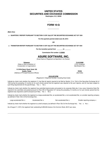 Thumbnail Asure Software
 10-Q Quarterly Report FY 