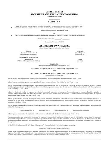 Thumbnail Asure Software
 10-K Annual Report 2015