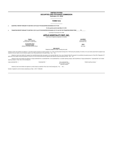Vorschaubild Apple Hospitality REIT
 10-Q Quartalsbericht 2016 