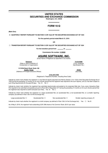 Thumbnail Asure Software
 10-Q Quarterly Report FY 