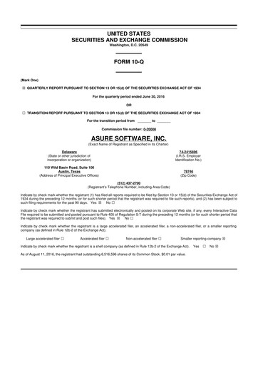 Thumbnail Asure Software
 10-Q Quarterly Report FY 