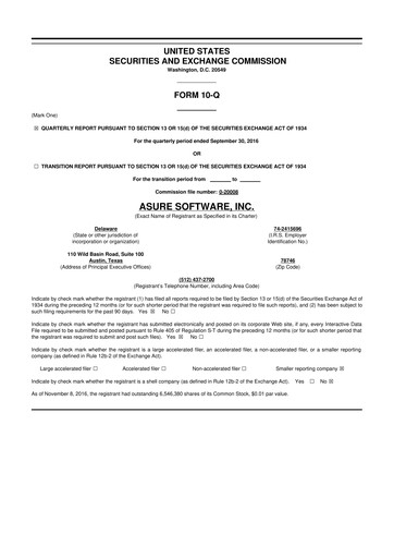 Thumbnail Asure Software
 10-Q Quarterly Report FY 
