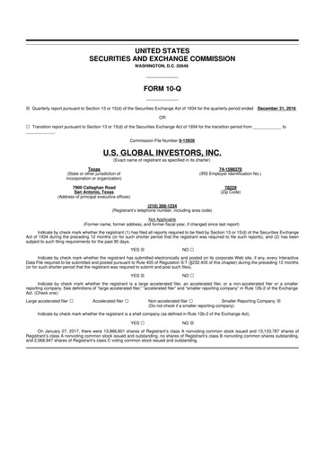 Thumbnail U.S. Global Investors 10-Q Quarterly Report FY2017 