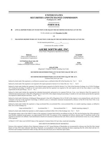 Thumbnail Asure Software
 10-K Annual Report 2016