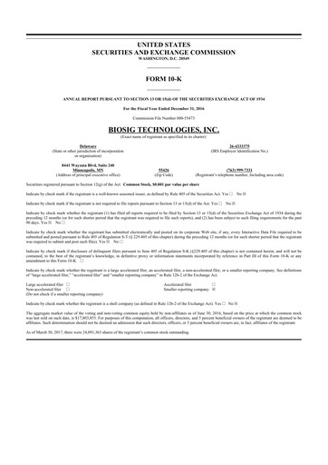 Thumbnail BioSig Technologies
 10-K Annual Report 2016