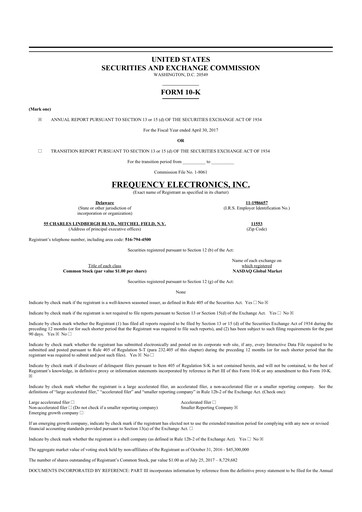 Thumbnail Frequency Electronics 10-K Annual Report 2017