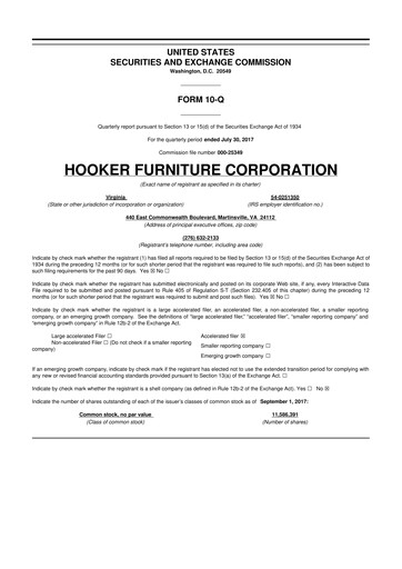 Thumbnail Hooker Furnishings 10-Q Quarterly Report FY2018 