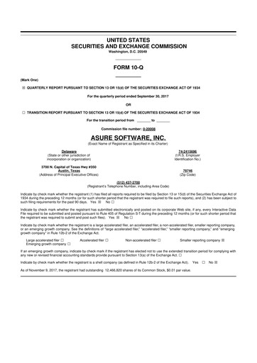 Thumbnail Asure Software
 10-Q Quarterly Report FY 