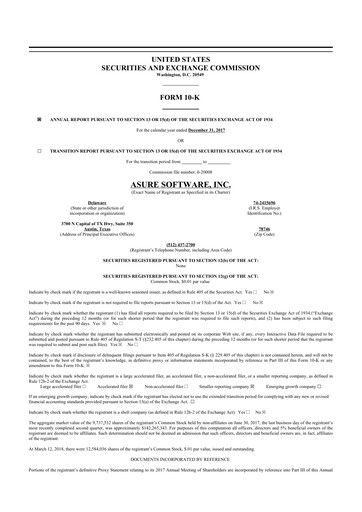 Thumbnail Asure Software
 10-K Annual Report 2017