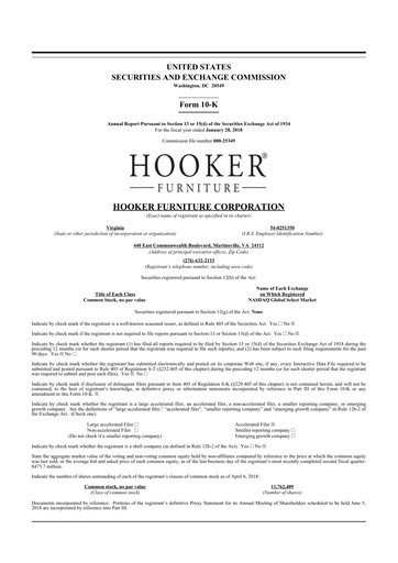 Thumbnail Hooker Furnishings 10-K Annual Report 2018
