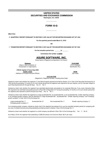 Thumbnail Asure Software
 10-Q Quarterly Report FY 