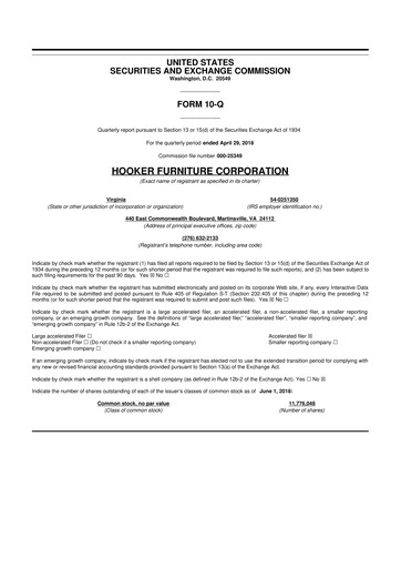 Thumbnail Hooker Furnishings 10-Q Quarterly Report FY2019 