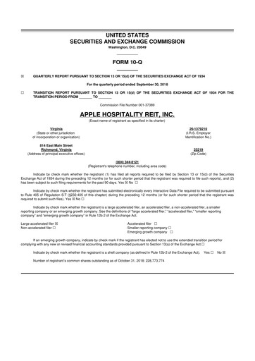 Vorschaubild Apple Hospitality REIT
 10-Q Quartalsbericht 2018 