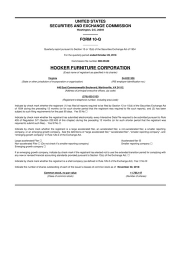 Thumbnail Hooker Furnishings 10-Q Quarterly Report FY2019 