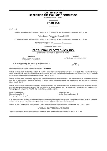Thumbnail Frequency Electronics 10-Q Quarterly Report FY2019 