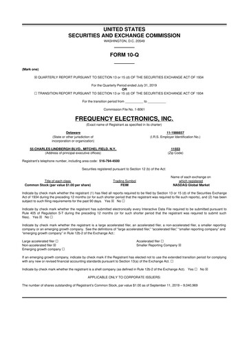 Thumbnail Frequency Electronics 10-Q Quarterly Report FY2020 