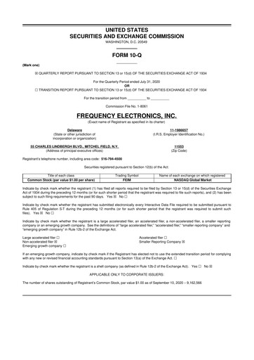 Thumbnail Frequency Electronics 10-Q Quarterly Report FY2021 