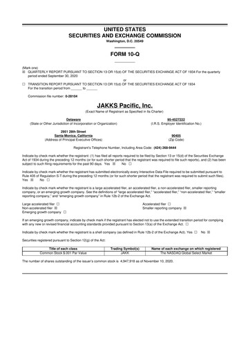 Thumbnail Jakks Pacific
 10-Q Quarterly Report FY 