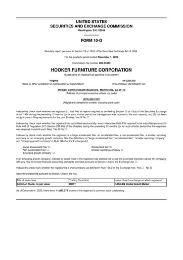 Thumbnail Hooker Furnishings 10-Q Quarterly Report FY2021 