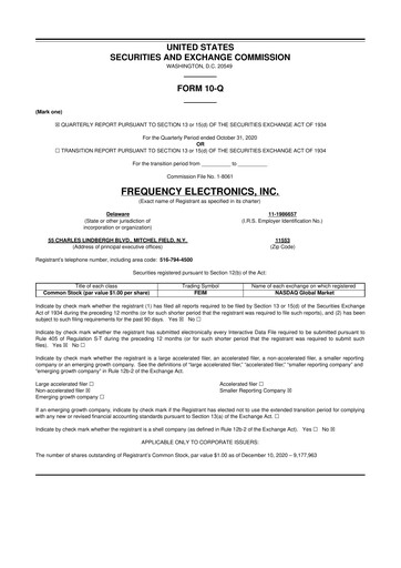 Thumbnail Frequency Electronics 10-Q Quarterly Report FY2021 