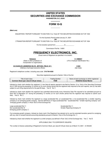 Thumbnail Frequency Electronics 10-Q Quarterly Report FY2021 
