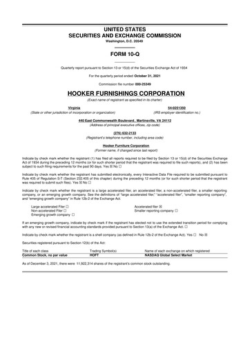 Thumbnail Hooker Furnishings 10-Q Quarterly Report FY2022 