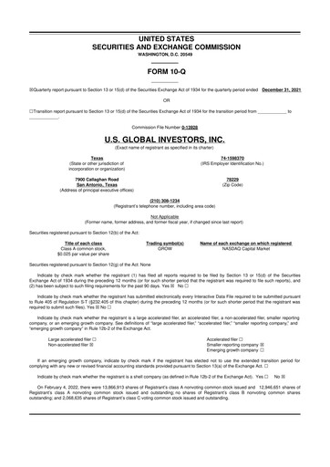 Thumbnail U.S. Global Investors 10-Q Quarterly Report FY2022 
