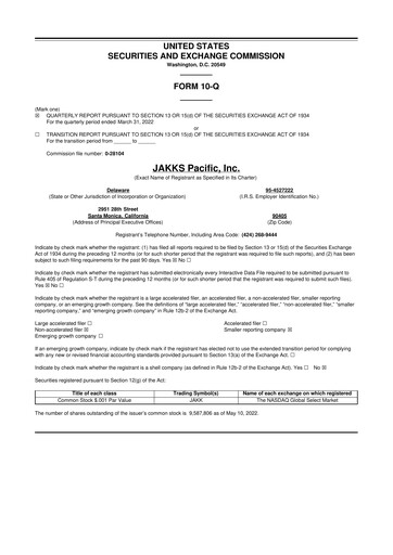 Thumbnail Jakks Pacific
 10-Q Quarterly Report FY 