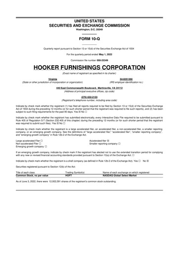 Thumbnail Hooker Furnishings 10-Q Quarterly Report FY2023 