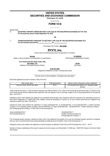 Thumbnail Ryvyl Inc. 10-Q Quarterly Report FY2022 