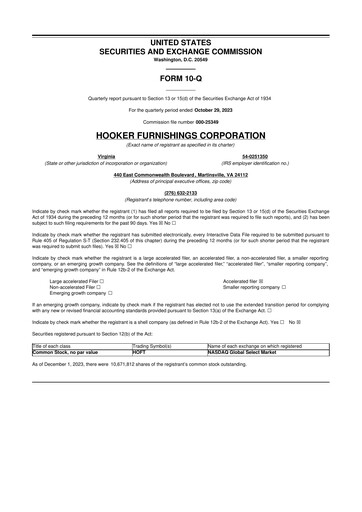 Thumbnail Hooker Furnishings 10-Q Quarterly Report FY2024 