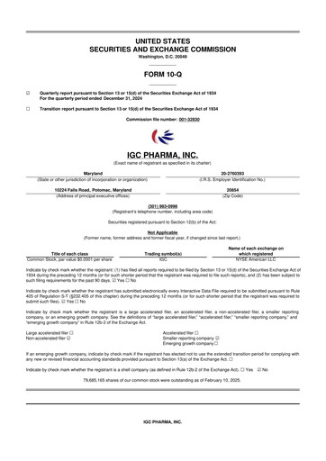 Thumbnail 	IGC Pharma 10-Q Quarterly Report FY2025 