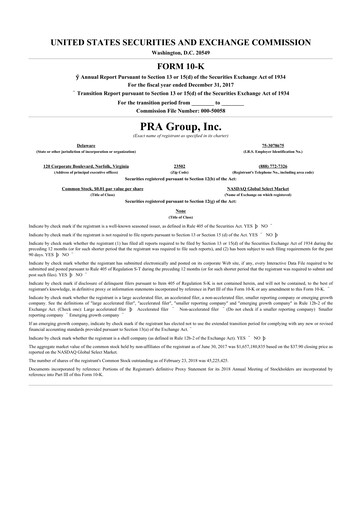 Thumbnail PRA Group
 10-K Annual Report 2017