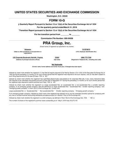 Thumbnail PRA Group
 10-Q Quarterly Report FY2018 