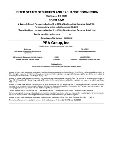 Thumbnail PRA Group
 10-Q Quarterly Report FY2018 