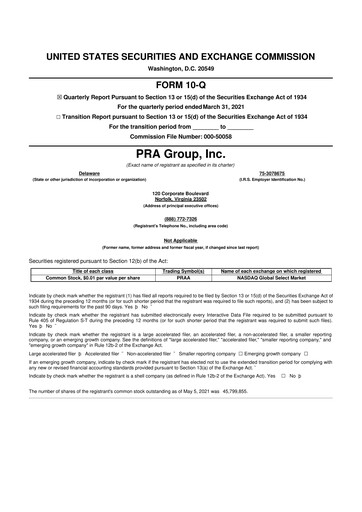 Thumbnail PRA Group
 10-Q Quarterly Report FY2021 