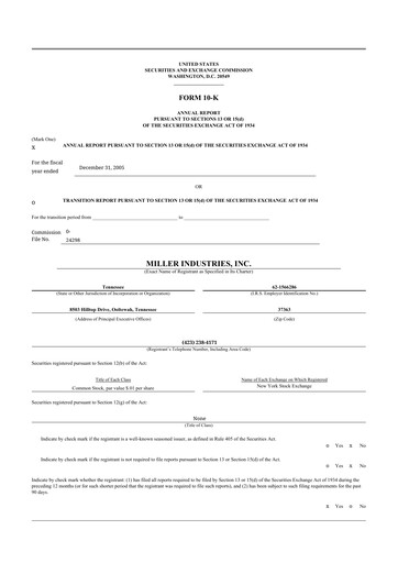 Thumbnail Miller Industries 10-K Annual Report 