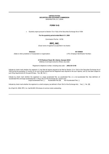 Miniature RPC, Inc. 10-Q Rapport trimestriel  